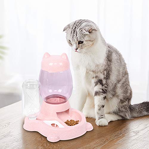 Qukaim Cat Auto Feeder 2 in 1 Haustier Auto Feeder und Trinkbrunnen Große Kapazität Versorgung für Hund und Katze Geeignet für den Heimgebrauch Leicht zu reinigen BPA-freier Kunststoff 3,5L von Qukaim