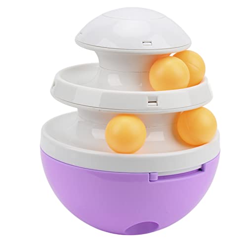 Qukaim Cat Leaky Food Ball Cat Turntable Toys, Adjustable Leakage Food Toy for Cats and Dogs, Leaky Food Ball Track Interactive Feeding Device, Purple von Qukaim