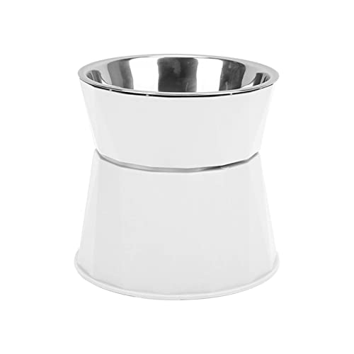 Qukaim Cat Prevent Slipping Bowl Stainless Steel Elevated Cat Bowl, Double Bowl for Cats Dogs, Neck Protective, Heavy Duty, Prevent Slipping, White von Qukaim