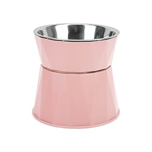 Qukaim Cat Prevent Slipping Bowl Stainless Steel Elevated Cat Bowl, Heavy Duty Double Bowl for Cats and Dogs, Increased Neck Protection, Non-Slip, Pink von Qukaim