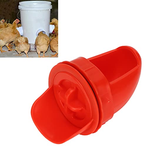 Qukaim Chicken Feeder Chicken Feeder 8-Port und 1-Lochsäge Regendicht Geflügel Schwerkraft Automatisches Futterset für Huhn und Ente, Rot von Qukaim