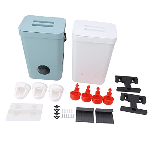 Qukaim Chicken Waterer Feeder Set Chicken Feeder Wasserspender Set, Automatischer Geflügelfütterungsbehälter, Auto Hühnerfutterspender und Bewässerung, Ideal für die Zucht, Langlebiger Kunststoff, von Qukaim