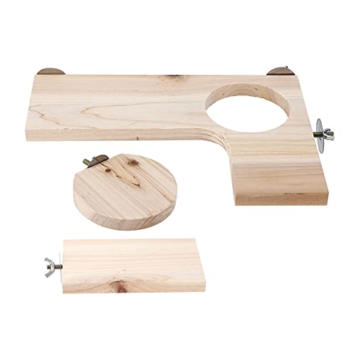 Qukaim Chinchilla Holz-Springbrett 3 Stück Chinchilla Holzplattform-Set, L-förmiger runder Loch-Holzständer, Hamsterspringbrett, Spielplatzzubehör, Naturholz, ideal für kleine Haustiere von Qukaim