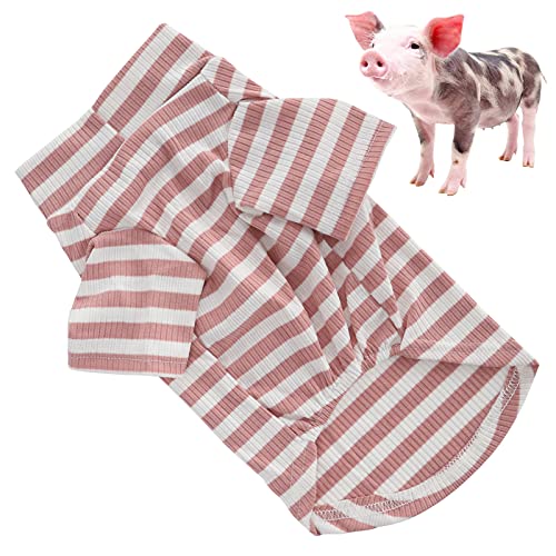Qukaim Clothesfor Pet Haustier-Shirt aus Baumwolle, gestreift, für Hunde und Katzen, atmungsaktives T-Shirt für Welpen, rosa und weiße Streifen, Größe XL von Qukaim