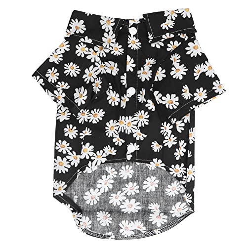 Qukaim Daisy Dog Clothes Daisy Print Dog Shirt, Soft Breathable Flexible Pet T-Shirt for Small Dogs and Cats, Black, Size S, Pet Supplies von Qukaim