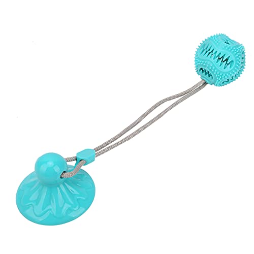 Qukaim Dog Chewand Rope Toy Suction Cup Dog Chewing Toy, Molar Spherical Leaker Sucker Bell Rope Ball, Pet Tething Chew Toy for All Kinds of Dogs, Lake Blue von Qukaim