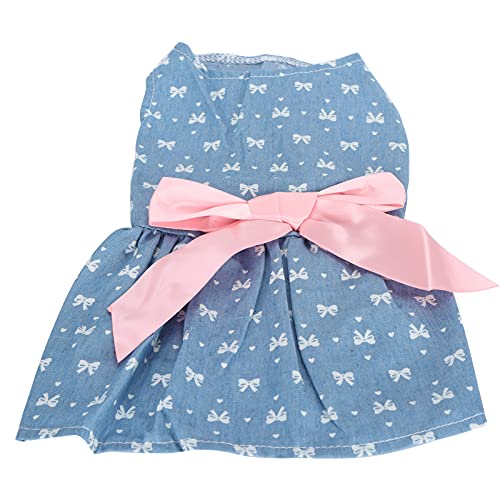 Qukaim Dog Dr. Dog Sommerkleid aus Polyester, ärmellos, mit Schleife auf der Rückseite, Schleifenmuster, Blau, Größe S, Haustier-Sommerkleidung für Mädchen, Hunde, XZD225 von Qukaim