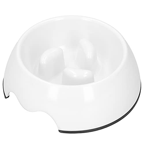 Qukaim Dog Feeder Pet Slow Feeder Bowl, Portable Anti-Choking Dog Feeding Bowl, Stainless Steel Pet Bowl for Cats and Dogs, 2 in 1 Design, White von Qukaim