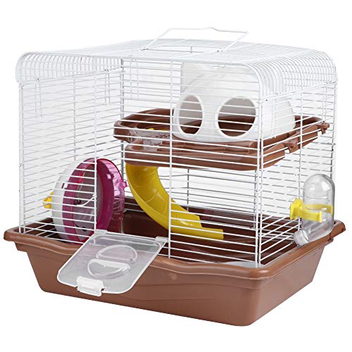Qukaim Doppelschichtiger Hamsterkäfig, doppellagiger Hamsterkäfig, luxuriöses leises Laufrad, 35 x 26,5 x 32 cm, Haustierbedarf von Qukaim