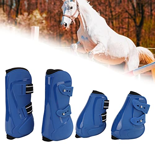 Qukaim Equestrian Equipment Horse Leg Boots, PU Elastic Breathable Thickened Front Hind Horse Leg Protector for Tendon, Blue, Set of 4 von Qukaim