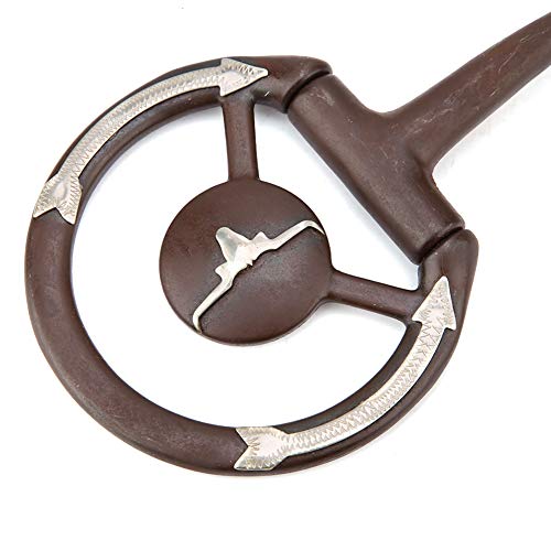 Qukaim Equestrian Loose Ring Antique Western Horse Chew with Copper Inlay Equestrian Loose Ring Full Cheek Gag D-Ring Gag Ring Snaffle Bits von Qukaim