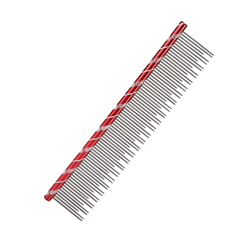 Qukaim Fellpflegekamm für Haustiere, Haustierhaarentfernungskamm, offener Knotenkamm für Katze, Edelstahlzähne, bequemes Fellpflege-Werkzeug, robustes Design, wiederverwendbar, Rot von Qukaim
