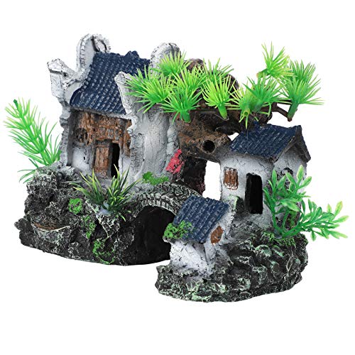 Qukaim Fish Cave Fish Tank Decor Resin Rockery House Aquarium Building Decoration Fish Cave for Landscaping, Ideal for Freshwater and Salzwasser Tanks, 25.4 cmx15.2 cmx12.7 cm von Qukaim