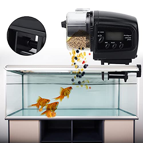 Qukaim Fish Tank Automatischer Futterautomat Einstellbarer Automatischer Feeder Futtertimer mit Display Bildschirm für Aquarium Aquarium, Programmierbares Fischfütterungsgerät, einfach zu bedienen, von Qukaim