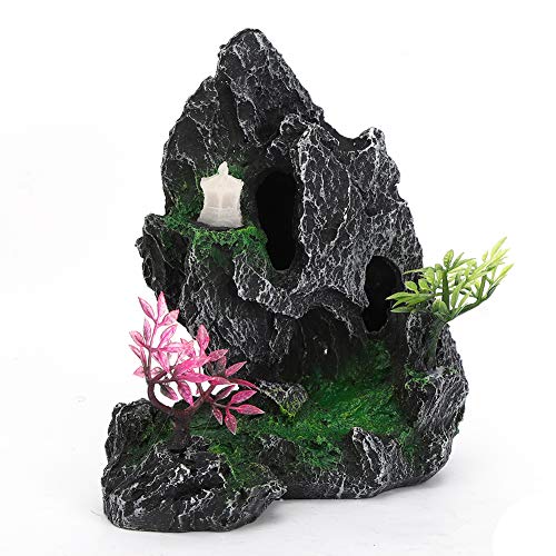 Qukaim Fish Tank Harz Steingarten Harz Aquarium Künstliche Simulation Steingarten Versteckhaus Aquarium Landschaft Ornament Realistisches Steingarten Design 20 x 15 x 10 cm Ideal für Wasserumgebungen von Qukaim