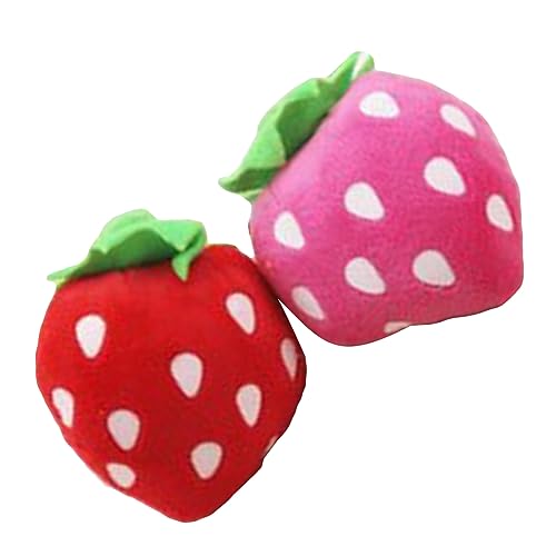 Qukaim Fruit Pet Plush Toy Dog Plush Strawberry Toy, Squeaky Pet Chew Toy for Teeth Grinding, PinkRelieve Boredom von Qukaim