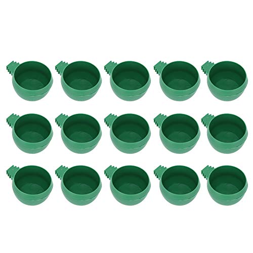 Qukaim Futternapf, rund, Vogelfutter, 15 Stück, verdickter Käfig-Futterbehälter, Wasser-Futternapf für Haustierbedarf, Käfigzubehör von Qukaim