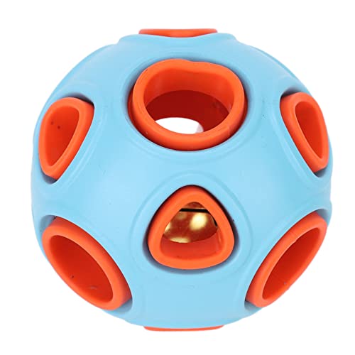 Qukaim Futterspender Spielzeug Hundespielzeug Ball, Bissfest Gummi Interaktive Pet Food Dispensing Toy Ball mit Glocke Sound für Hunde und Katzen, Blau und Orange von Qukaim