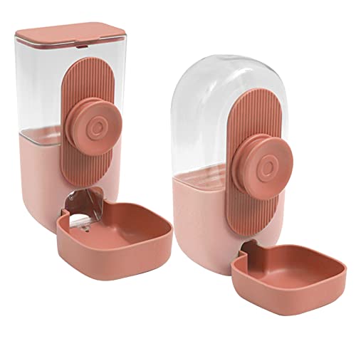 Qukaim Hängender Tierfutterspender Hängender Tierfutterspender, Katzenfutter Wasserspender für Käfig, 75 Grad Neigung, Automatisch, Einfache Installation, Indoor Pink von Qukaim