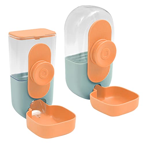 Qukaim Hängender Wasserspender Hängender Tierfutterspender, 75 Grad Neigung Automatischer Katzenfutter Wasserspender für Käfigfütterung, Innenbereich, Rosa/Orange/Blau von Qukaim