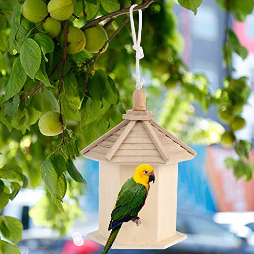 Qukaim Hängendes Vogelhaus aus Holz, Vogelhaus für den Außenbereich, Hängekäfig für Vogelzucht, Gartenarbeit, Vogelbox für Wellensittich, Myna, 30,5 cm Länge von Qukaim