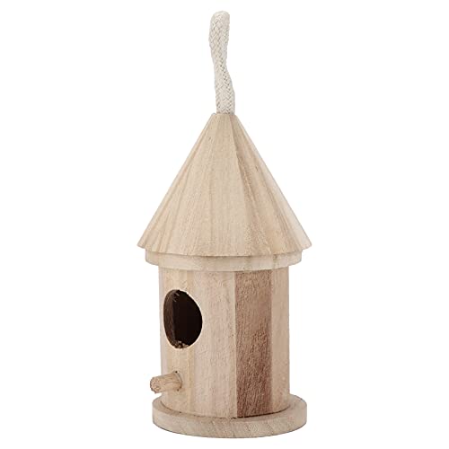 Qukaim Hängendes rundes Vogelhaus aus Holz, rundes Vogelhaus für den Außenbereich, Gartendekoration, DIY kleines 12,7 cm Vogelnest mit Seil von Qukaim