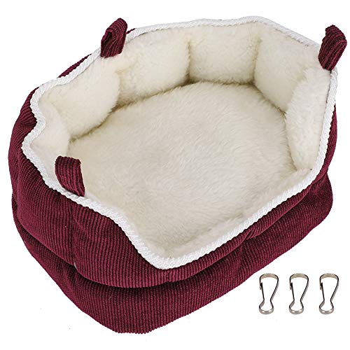 Qukaim Hamster-Hängebett, warmes Sofa-Nest, abnehmbar, waschbar, für kleine Haustiere, Baumwolle, Weinrot, ideal für Hamster und kleine Haustiere, gemütliches Design von Qukaim