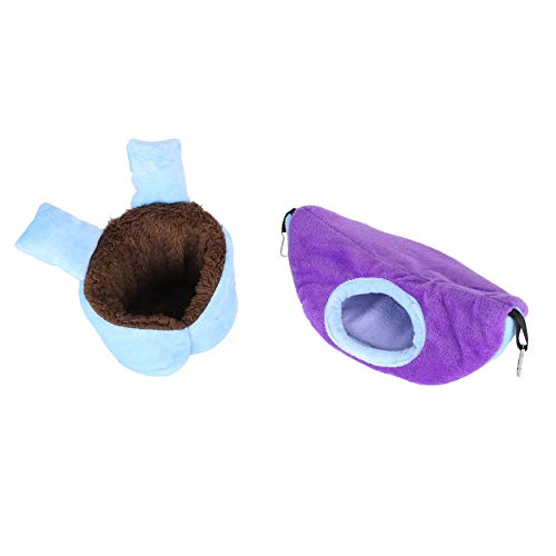 Qukaim Hamster-Hängematte, Hängebett, 2 Stück, blau-violett, für kleine Haustiere, Meerschweinchen, Spielsofa, Nest von Qukaim