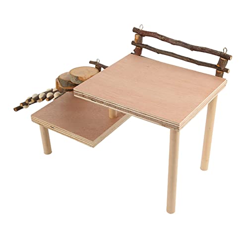 Qukaim Hamster Kletterplattform Hamster Kletterplattform Holz 2 Etagen Hamster Spielplatz Aktivitätsset mit Brücke für kleine Haustiere Ideal für Hamster und Kleintiere von Qukaim