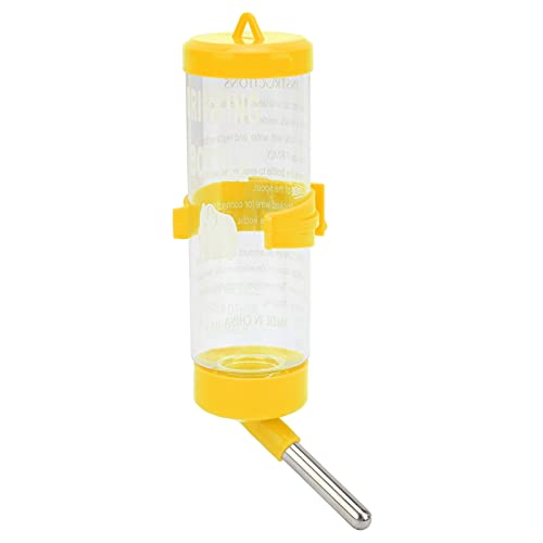 Qukaim Hamster Trinkspender Hamster Wasserflasche Spender, Automatischer Kein Tropfen Trinkbrunnen für Kleintiere, 250MLGelb von Qukaim