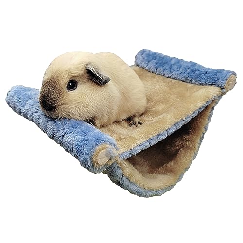 Qukaim Hamster Warme Hängematte Kleintier Hängematte Bett, Doppellagige Hängematte für Eichhörnchen Hamster, Blau, Warm, Kleintierkäfig Zubehör von Qukaim