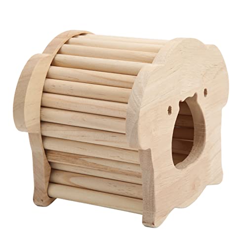 Qukaim Hamsterhaus Hamster Holzhaus, Schweinekopfform Holz Hamsterhütte mit Kletterleiter, Kleintier Holz Schlafhaus, 25 x 18 x 15 cm von Qukaim