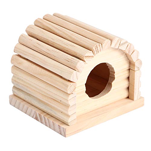 Qukaim Hamstervilla Holz Hamstervilla mit Leiter Gewölbtes Versteck Haus Natur Holz Hamster Spielzeug 20cm lang von Qukaim