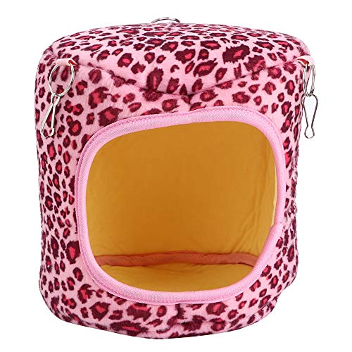 Qukaim Haustier-Hängenest Baumwolle Haustier Hamster Warme Hängematte Hängende Schlafnest für Eichhörnchen, Igel, Meerschweinchen, Chinchilla, Kaninchen, Rosa Leopard Design von Qukaim