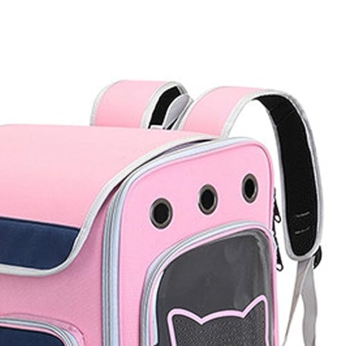 Qukaim Haustier Katze Reisetasche Haustier Rucksack Katze Hund Tragetasche, Verstellbarer Atmungsaktiver Schultergurt, Faltbare Kleine Haustier Reisetasche, Rosa von Qukaim