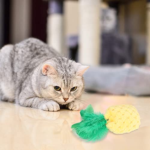 Qukaim Haustier Katzenspielzeug Katzenspielzeug 5 Stück Plüsch Ananas Form Interaktives Haustier Katzenspielzeug mit Katzenminze Backenzähne Trainingsspielzeug Ideal für Spielzeit und Zahnpflege von Qukaim