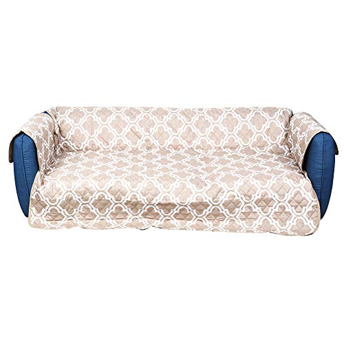 Qukaim Haustier-Sofa-Kissen, wasserdicht, rutschfest, Haustier-Sofa-Kissen, Polyester-Pongee-Lounge-Matte, schmutzabweisend, Beige-Druck, 3 Personen, 167 x 190 cm von Qukaim