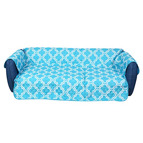 Qukaim Haustier-Sofa-Pad, Polyester-Seide, wasserdicht, rutschfest, Haustier-Sofa-Kissen, schmutzabweisend, Lounge-Matten-Pad, Ultraschalldruck, 167 x 190 cm, Himmelblau, geeignet für drei Personen von Qukaim