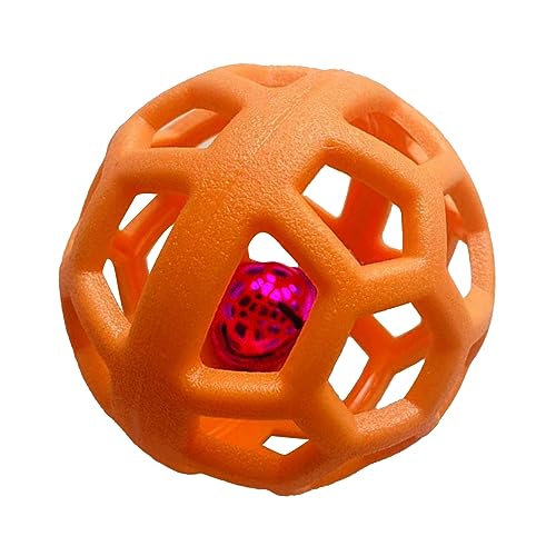 Qukaim Haustier Spielzeug Ball Hund Hohl Ball Spielzeug, Interaktives Bissfestes Kauen Haustier Spielzeug für Hunde und Katzen, Orange, Lustiges Design zum Spielen von Qukaim