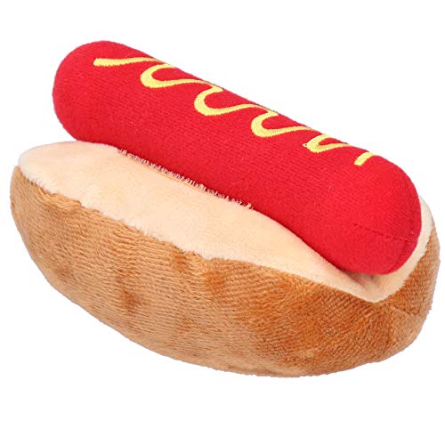 Qukaim Haustier Spielzeug Weiches Plüsch Hundespielzeug Hot Dog Form Quetschbar Haustier Spielzeug Abnehmbarer Sound Exquisite Puppe 18cm für Katzen und Hunde von Qukaim