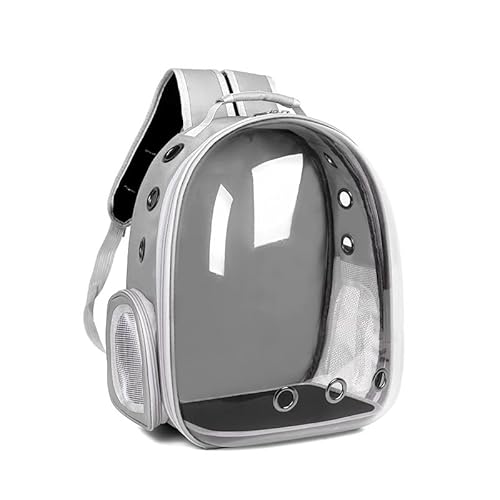 Qukaim Haustier-Tragerucksack Katzenrucksack, belüftet, transparent, wasserdicht, für Katzen, Kätzchen, kleine Hunde, Grau von Qukaim