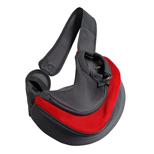 Qukaim Haustier-Tragetasche, Schultertasche für Reisen, große rote Polyester-Reisetasche für Katzen und Welpen, mit atmungsaktivem Netzgewebe und Reißverschlussöffnung von Qukaim