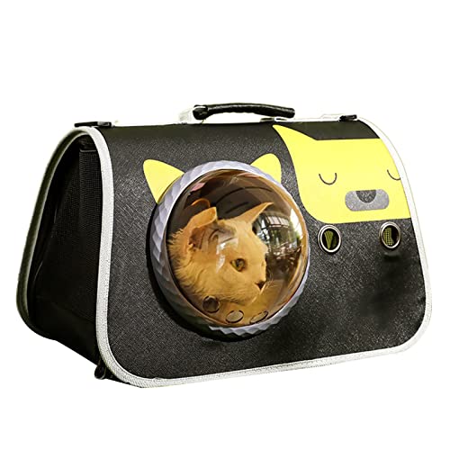 Qukaim Haustier-Tragetasche mit Sichtfenster, für Reisen im Freien, mit atmungsaktivem Netz, großer Platz, albernes Bären-Design, für Katzen bis zu 4 kg und Hunde bis 2,5 kg von Qukaim