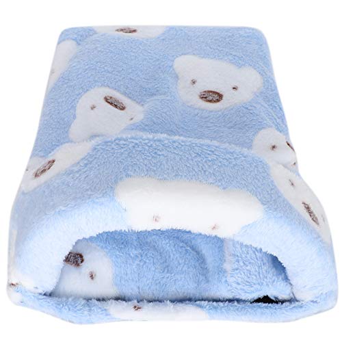 Qukaim Haustierbett Mini Haustier Winter Schlafbett, Abnehmbares Flanellhaus für Hamster und Meerschweinchen, Warmes Höhlen-Design, Blau, Geeignet für Kleintiere, L von Qukaim