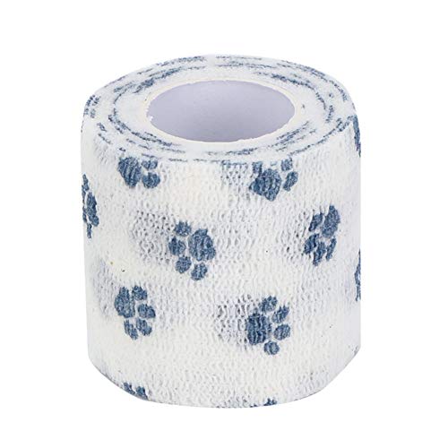 Qukaim Haustierverband Selbstklebende Haustierbandage, atmungsaktive Vlies-Wickel für Katzen und Hunde, elastische Verletzungsbandage, 5 cm x 4,5 m, Blau von Qukaim