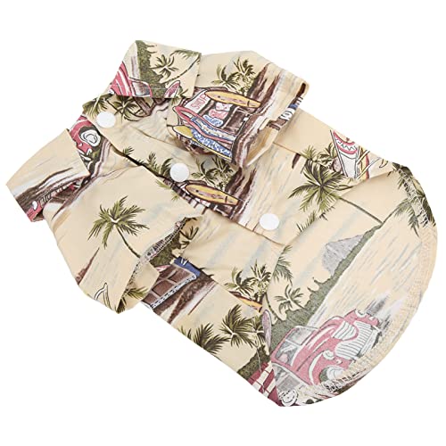 Qukaim Hawaiianischer Stil Hunde-Shirt, Hawaii-Hunde-T-Shirt mit Kokosnussbaum-Druck für Haustiere, Beige, Sommer, kühles Haustier-Shirt, Hawaii-Stil, für Hunde und Katzen, 180 g von Qukaim