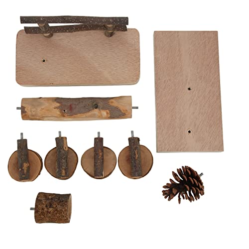 Qukaim Holz Hamster Kletterplattform Spielzeug Hamster Kletterplattform Spielzeug Set für Kleintiere, Holz Hamster Spielplatz Aktivität, 6 Stück Hamster Kletterspielzeug von Qukaim