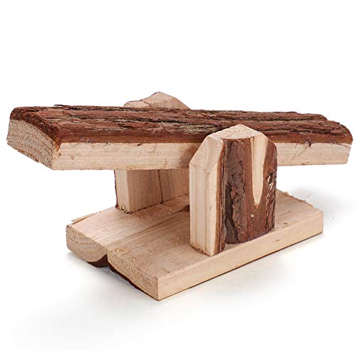 Qukaim Holz Hamster Wippe Holz Hamster Wippe Spielzeug für Kleintiere Kauspielzeug für Kaninchen, Mäuse, Ratte, Meerschweinchen, Hamster, ideal für Käfigspiel, 30cm lang von Qukaim