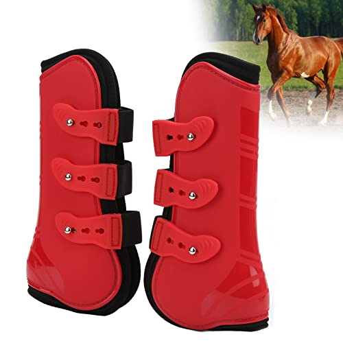 Qukaim Horse Front Tendon Boots Horse Front Tendon Boots 2pcs, Adjustable Horse Front Legs Support Boots for Training Racing, Red, 40cm Long von Qukaim