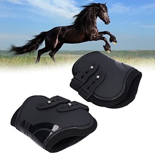 Qukaim Horse Supplies Gamaschen für Pferde, verstellbar, PU-Schale, Hinterbeinschutz für Pferde, Schwarz, Größe XL, 2 Stück von Qukaim